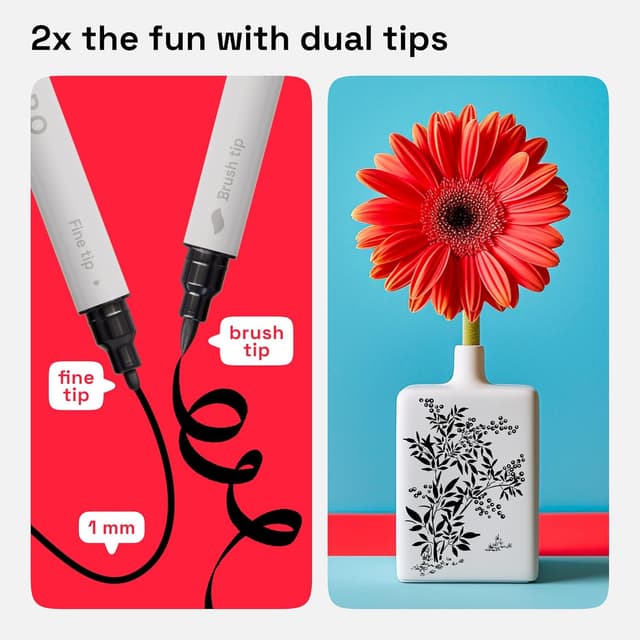 Detalle de ARTISTRO 2 black acrylic paint pens 1 mm