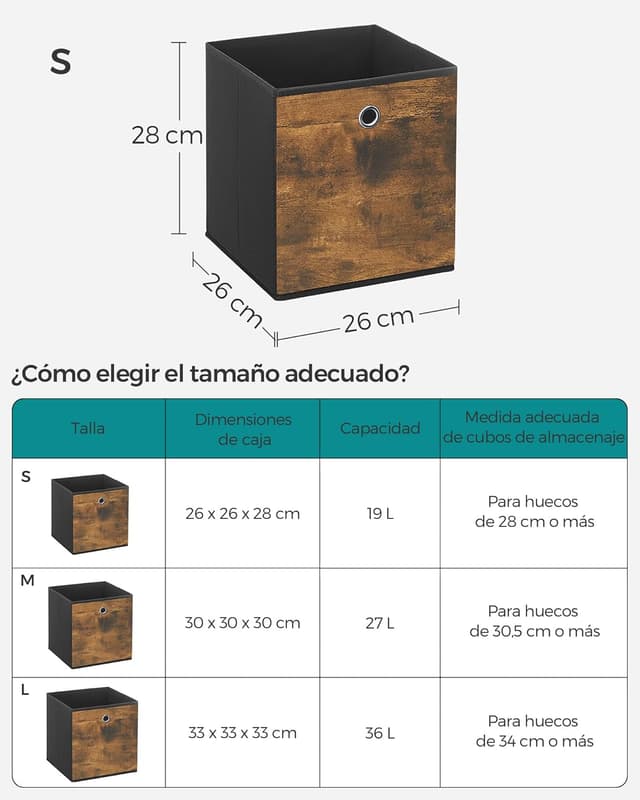 Detalle 2 de SONGMICS Caja Almacenaje 26 x 26 x 28 cm
