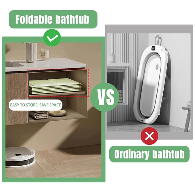 Detalle de Vaiziya faltbare Badewanne für Kinder (0–8 Jahre) mit Ablassschraube, tragbares Duschbecken – grün