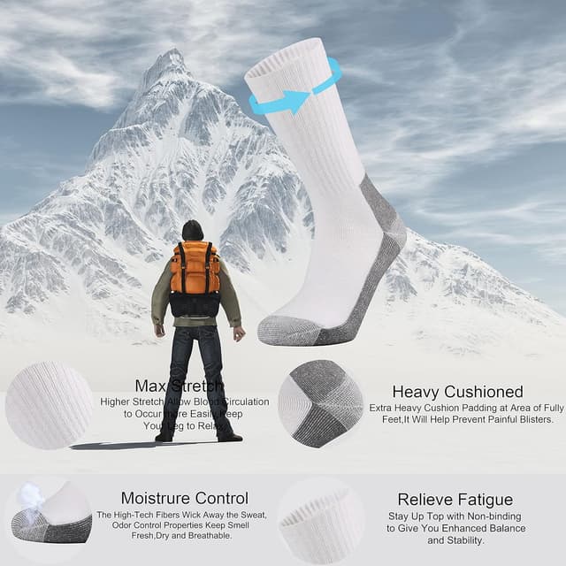 Detalle de Ortis Men’s Cotton Cushion Crew Socks (Moisture-Wicking, Thick, Warm) for Work Boots