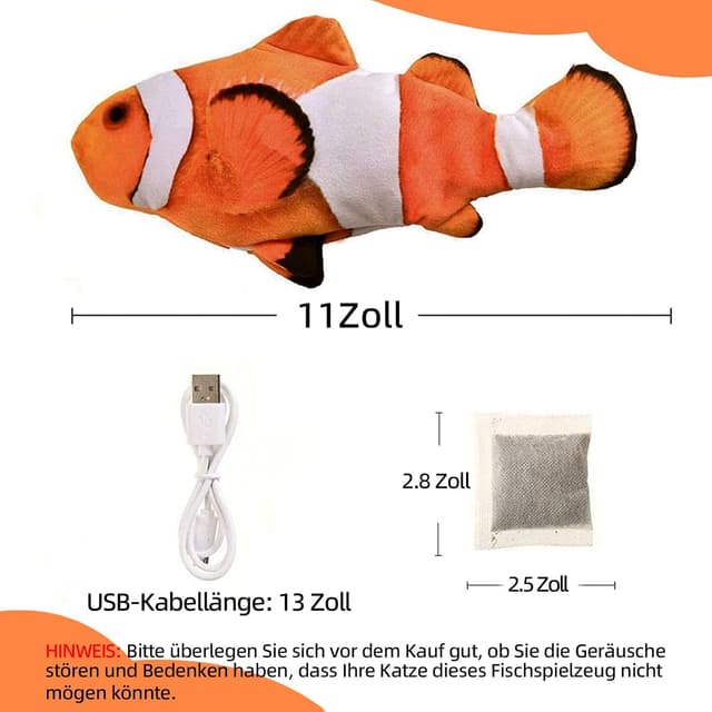 Detalle 2 de Nepfaivy Katzenspielzeug Fisch 3D Katze