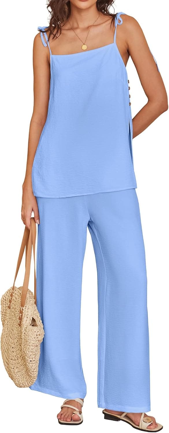 Thumbnail 6 de ANRABESS 2-Piece Summer Lounge Set for Women: Spaghetti Strap Top + Wide-Leg Pants