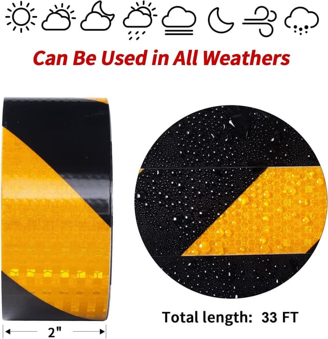 Detalle 2 de XFXIA Reflective Tape Yellow & Black (Waterproof, Self-adhesive) 10m x 5cm