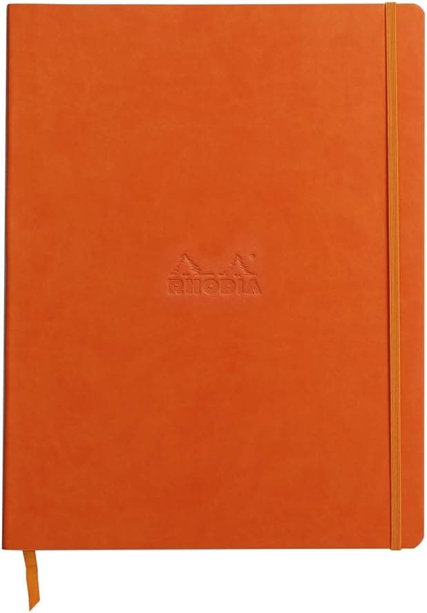 Detalle de Rhodia Rhodiarama Notizbuch 117714C in DIN A4+ (tangerine) mit weichem Deckel, 80 Blatt