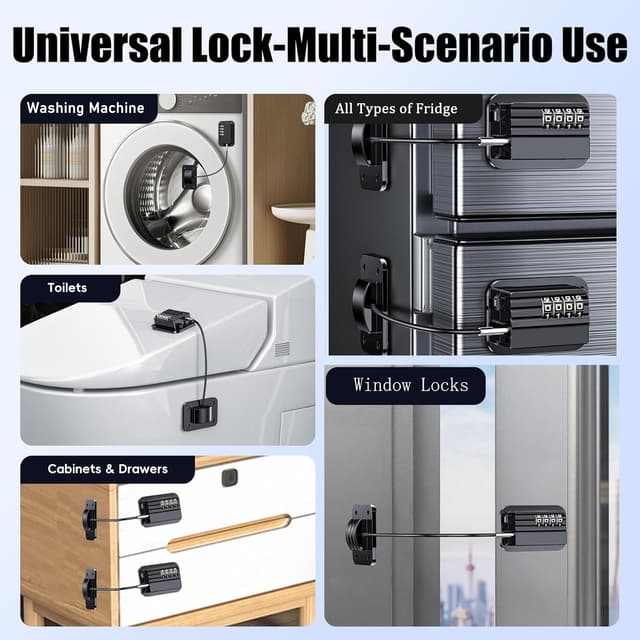 Thumbnail 1 de Verbesserte Kühlschrank-Kombinationsschlösser 2er-Set: Passwortschloss für Kinder