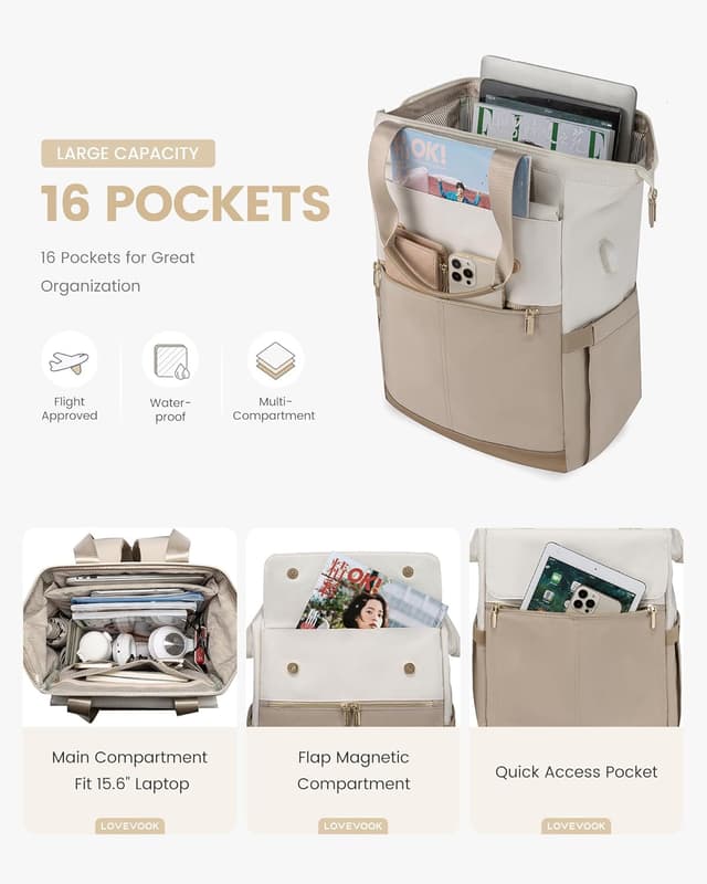 Detalle 2 de LOVEVOOK 15.6 inch Backpack for Women