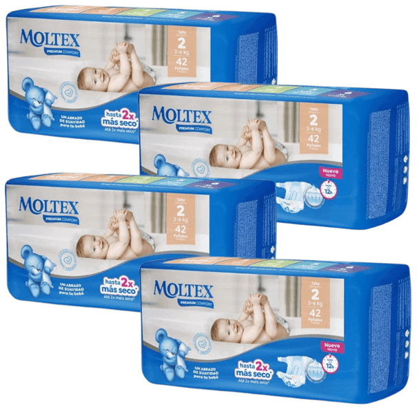 Detalle de Moltex Pañales Premium Comfort Talla 2 🌟 4x42 Uds
