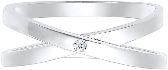 Detalle 2 de Elli DIAMONDS Damen Wickelring Cross Diamant (0,015 ct.) aus 925 Sterling Silber
