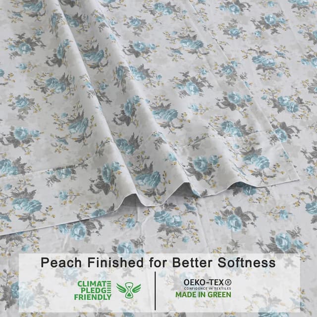 Detalle 2 de RUVANTI 100% Organic Cotton Percale Sheets (Twin XL) – GOTS Certified 3-Piece Set, Deep Pocket 15”