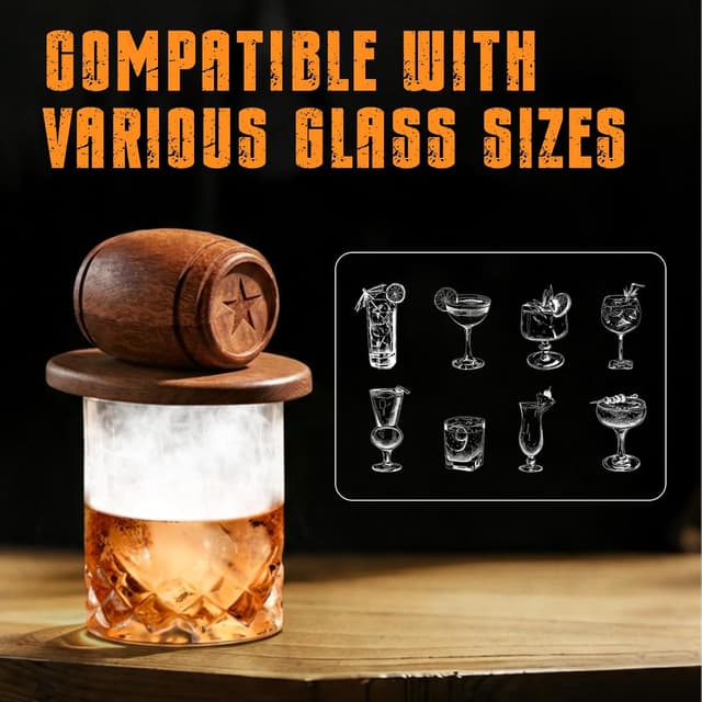 Detalle de Birthday Gifts for Men Whiskey Smoker Kit (No Butane) with Torch, 6 Wood Chip Flavors & Glasses