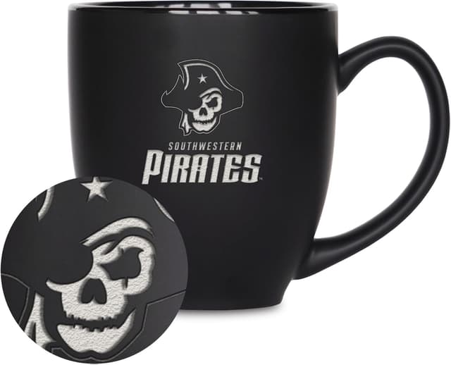 Detalle 2 de Rico Industries NCAA Standard 15oz Laser Engraved Matte Black Ceramic Bistro Mug
