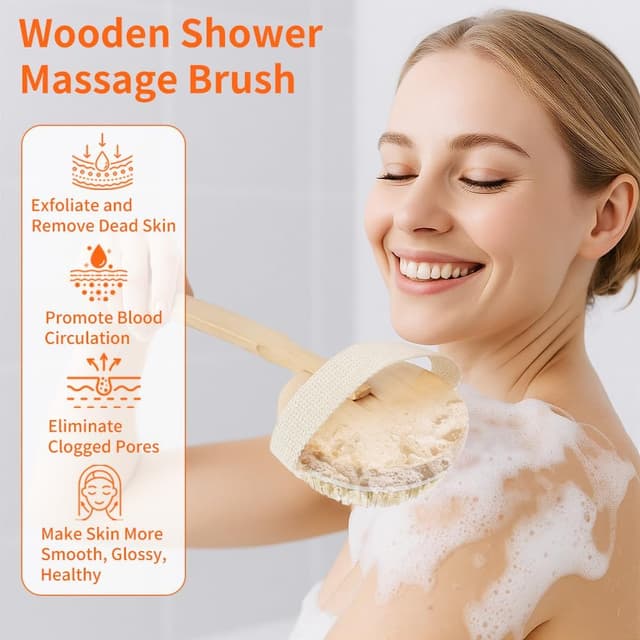 Detalle 2 de AOOSU Brosse Dos Douche Bois 42 cm