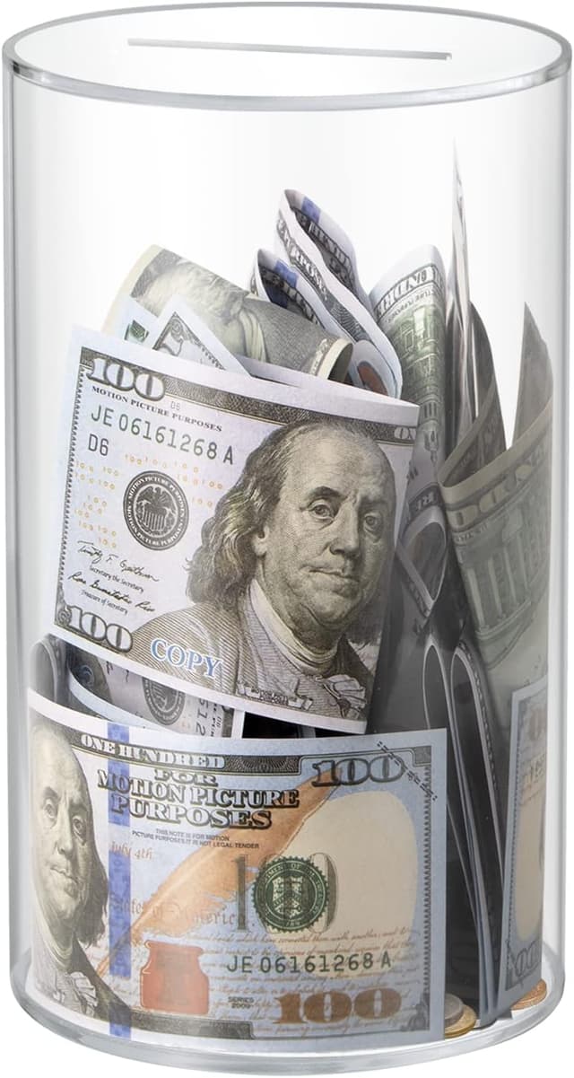 Detalle de hicocool Clear Acrylic Piggy Bank (Unopenable Money Saving Box) — 10" H x 6" D