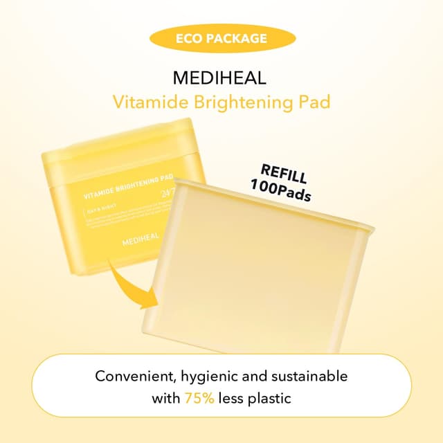 Detalle de (Only Refill) Mediheal Vitamide Brightening Pad (100 Pads) toner pad refill for brighter-looking skin