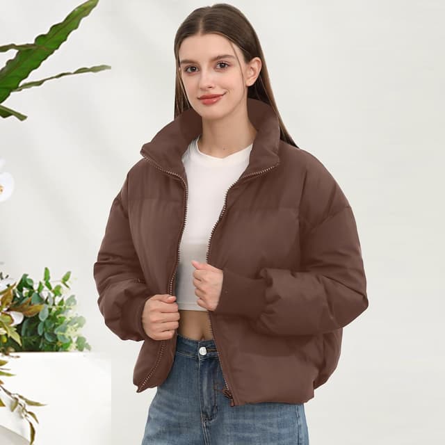 Thumbnail 4 de Women’s Cropped Puffer Jacket Quilted Zip Down