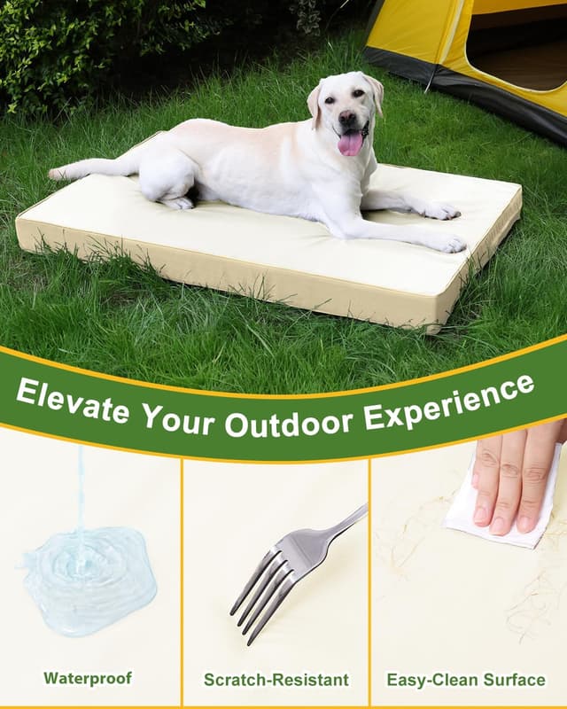 Detalle 2 de Favodormir Waterproof Dog Bed for Crate with 7cm Orthopedic Foam Mattress (88x55x7cm) – Beige