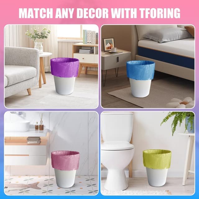 Detalle de T.FORING 150-Count 4 Gallon Small Trash Bags (4 Gallon) — Colored, Unscented, Leak-Proof Can Liners