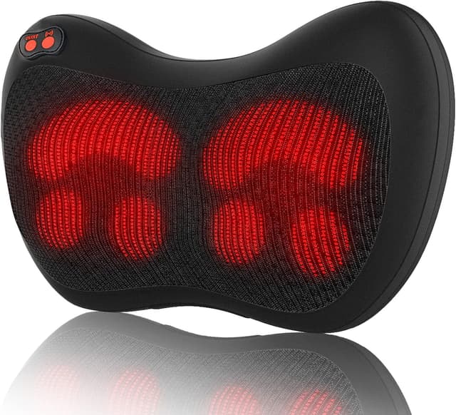 Detalle de iKristin Back Neck Massager with Heat – Shiatsu kneading massage pillow for home and car