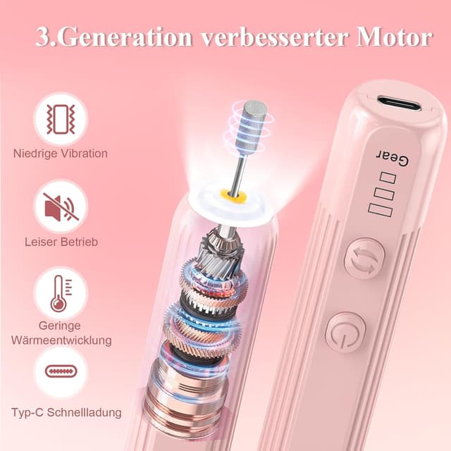 Detalle de AOMEES Elektrisches Nagelbohrer Set 56 Schleifbänder