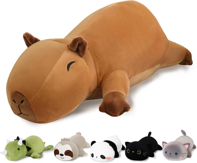 Detalle de Finebee Weighted Capybara Stuffed Animal (23.6-inch, 3.1 lbs) — Weighted Capybara Plush Pillow Gift