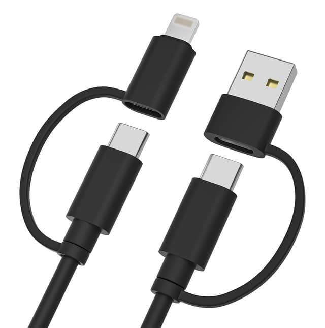 Detalle de Elebase 4-in-1 USB-C Charging Cable (2m) with USB-A/Lightning adapters for AirPods Pro and iPad