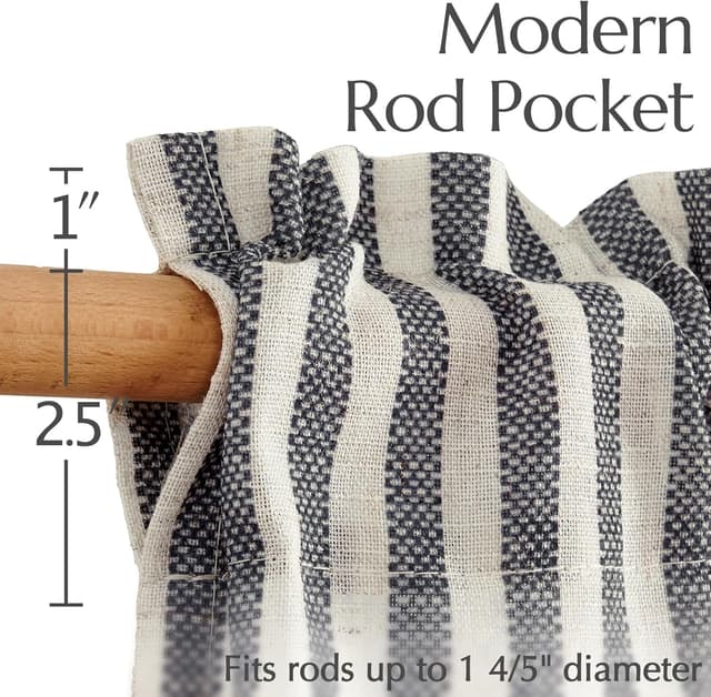 Thumbnail 6 de Jinchan Striped Linen Curtains 24"