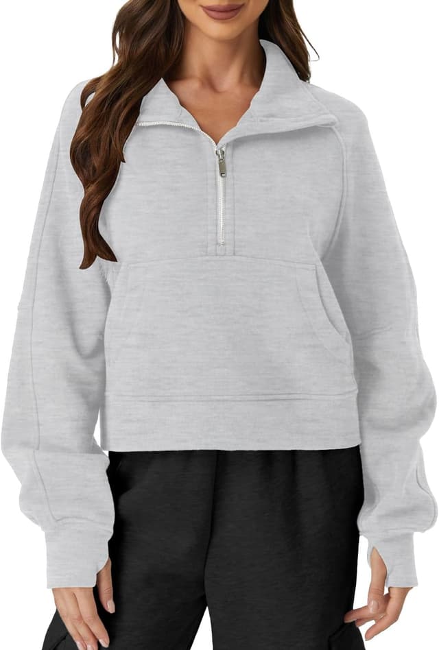 Detalle de Friptspyg Sweat à capuche en velours pour femme — pull polaire hiver avec grande poche