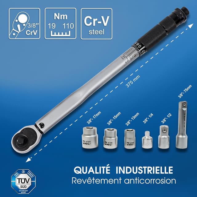 Detalle 2 de S&R Clé dynamométrique 3/8 19-110 Nm