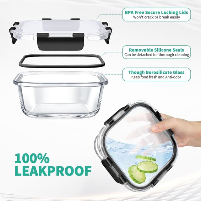 Detalle de AMALEKO 34pcs Glass Food Storage Set 🍱