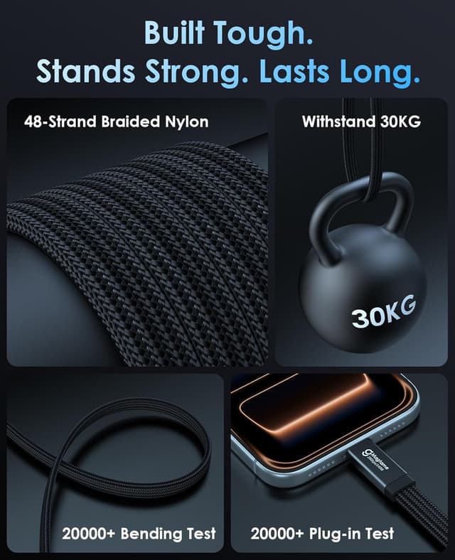 Detalle 2 de Magtame magnetisches USB‑C zu USB‑C Kabel mit 20 Gbps, 8K@60 Hz und 140 W PD