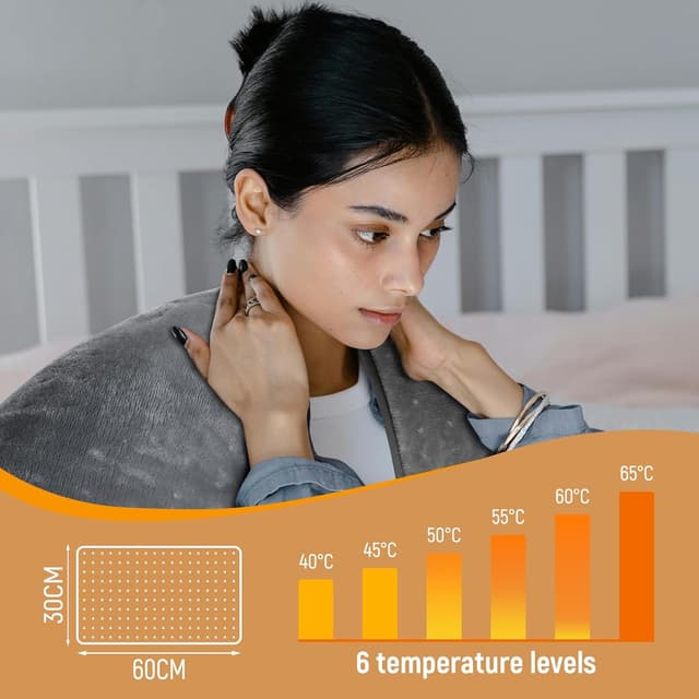 Detalle de Kdti elektrisches Heizkissen (30 x 60 cm) mit Abschaltautomatik und 6 Temperaturstufen