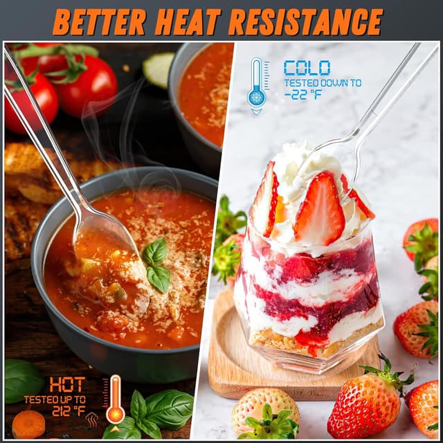 Detalle de Dipoo 6.8" Clear Plastic Spoons (BPA-Free, Heat-Resistant) Heavy Duty Disposable Cutlery, 84 Count