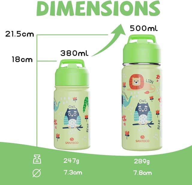 Thumbnail 4 de SANTECO Botella infantil isotérmica 500ml con pajita 🚰