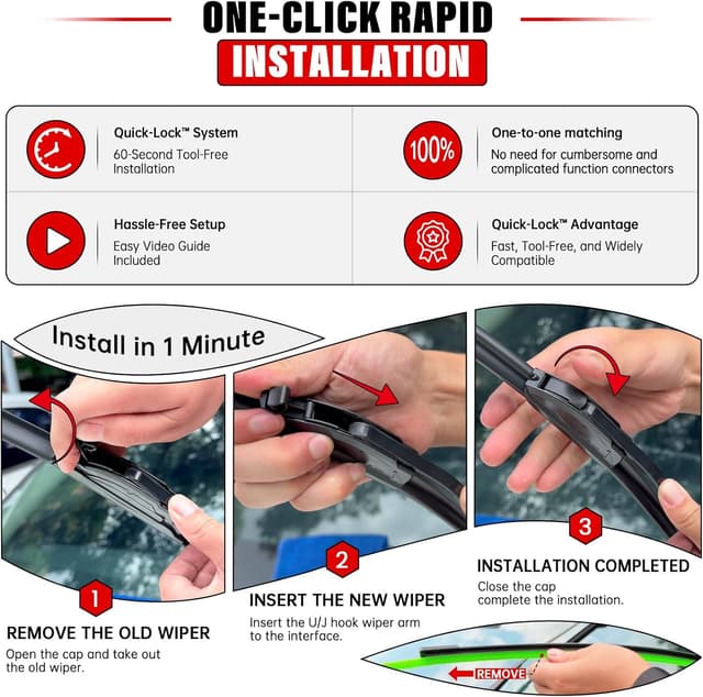 Thumbnail 2 de RAINTOK Windshield Wiper Blades Set 26/16/11