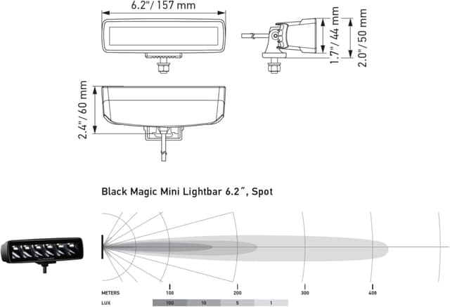Detalle de Projecteur LED longue portée Hella 1FB 358 176-211 Black Magic Mini Lightbar (6 LEDs, 12/24V)