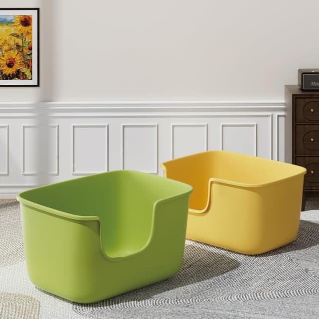 Detalle 2 de Vealind XXL Katzentoilette für Mehrkatzenhaushalte (56 x 41 x 31 cm) – hohe Seitenwände, niedriger Einstieg