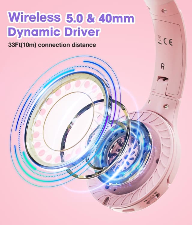 Detalle de KONNAO Kids Headphones 60H wireless over-ear