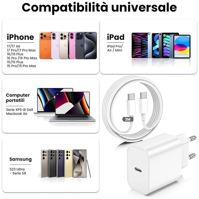 Thumbnail 5 de Caricabatterie PD 20W con cavo USB C 2m per iPhone e iPad