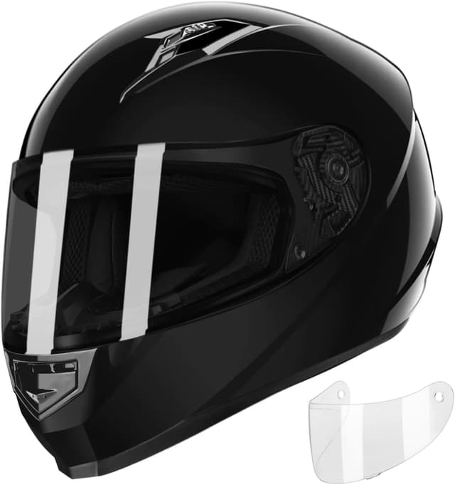 Detalle de GLX GX11 Compact Motorcycle Helmet (DOT Approved) — Black, Small, Full-Face with Tinted Visor