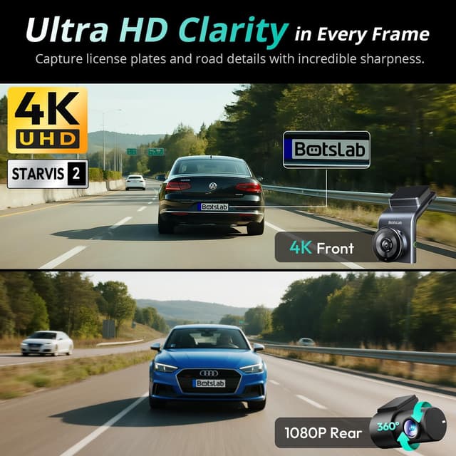 Thumbnail 1 de BOTSLAB 4K Dual Dash Cam 64GB