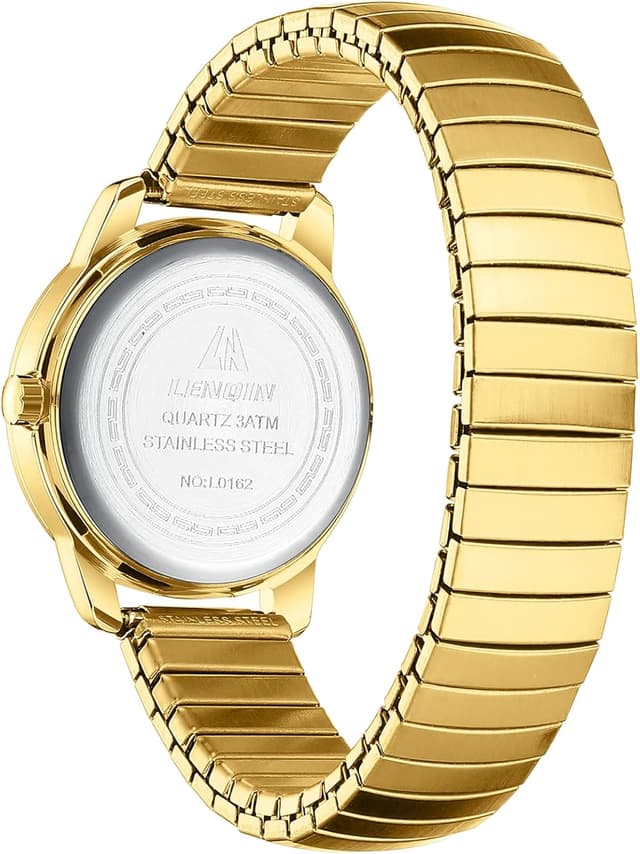 Detalle 2 de LN LENQIN orologio da donna analogico al quarzo in acciaio con cinturino espandibile, impermeabile 3 ATM