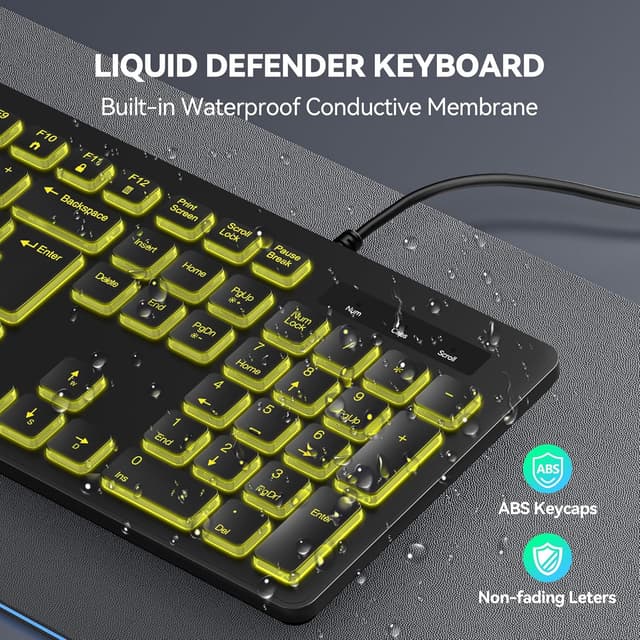 Thumbnail 5 de TECKNET 7-colour Wired USB Keyboard UK Layout