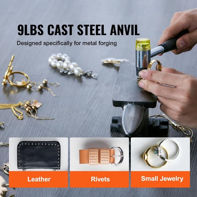 Detalle 2 de VEVOR Enclume de forgeron 4 kg, bigorne à corne ronde (acier moulé) 132 x 68 mm, 50 HRC