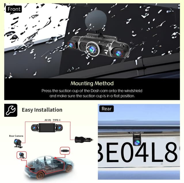 Thumbnail 6 de 360° Dash Cam 4-Channel 2K+1080P with 64GB
