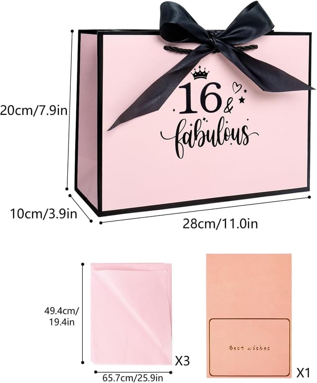 Thumbnail 1 de 16th birthday gift bag 11 x 8 x 4 in