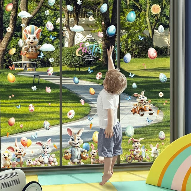 Thumbnail 5 de Hianjoo 130 Pieces Easter Window Stickers đŁ
