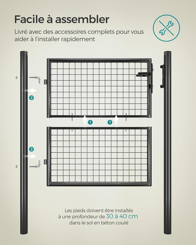 Thumbnail 6 de Portillon jardin SONGMICS GGD150A01 106 x 100