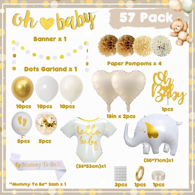Thumbnail 1 de Decoración Baby Shower Blanco Dorado Oh Baby