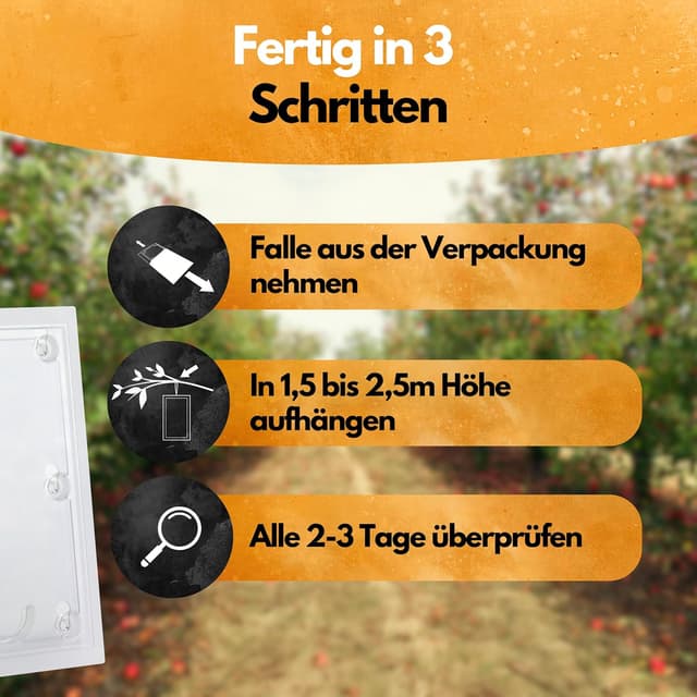 Detalle de Panteer Apfelwickler Falle (Pheromonfalle) – 3 Stück mit Schnur für Monitoring & Bedarfskontrolle