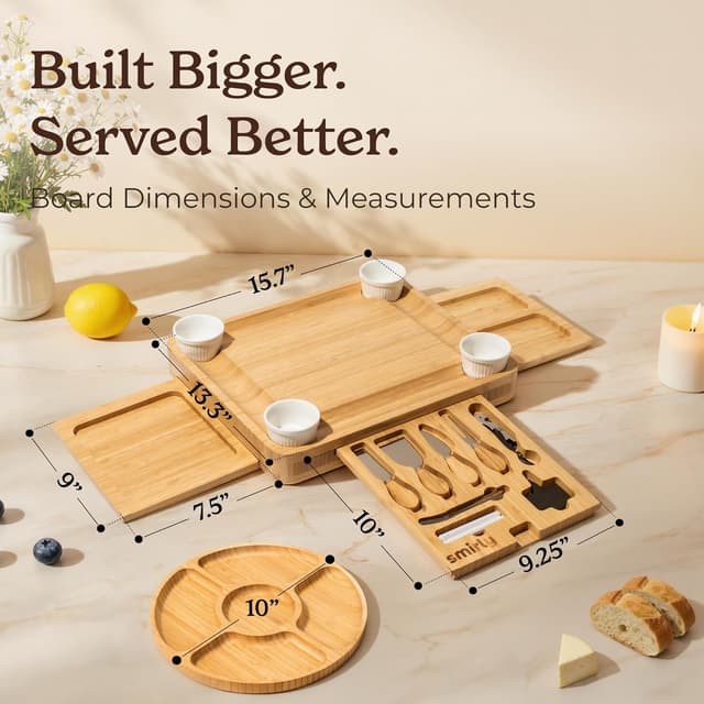 Thumbnail 3 de SMIRLY Charcuterie Board Set large bamboo 1pc ๐ง